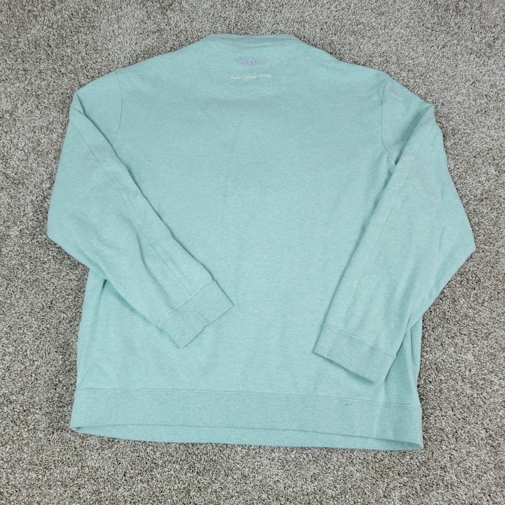 Straight Down Mens 2XL Solid Green Stretch Knit Quarter Zip Long Sleeve - Picture 3 of 7